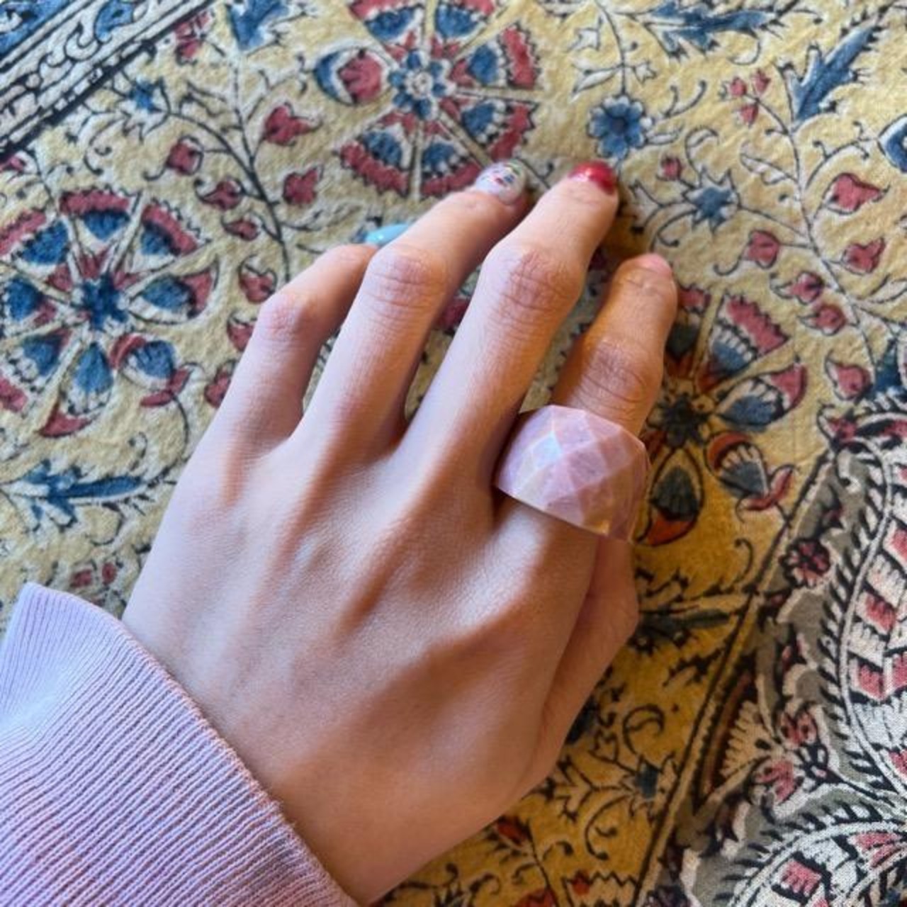 TOPANGA Jewelry 　Large Marble Pink Ring Size 11 14　Ring　Accessory　Present　Simple　Vintage　Antique