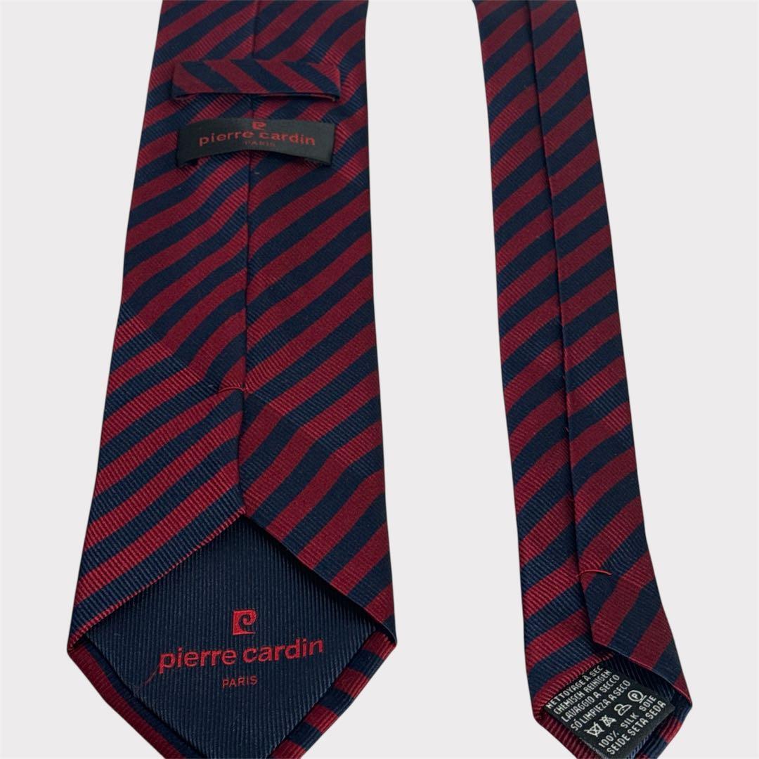 Pierre Cardin ネクタイ ネイビー/レッド ストライプ | KAGO Aluk
