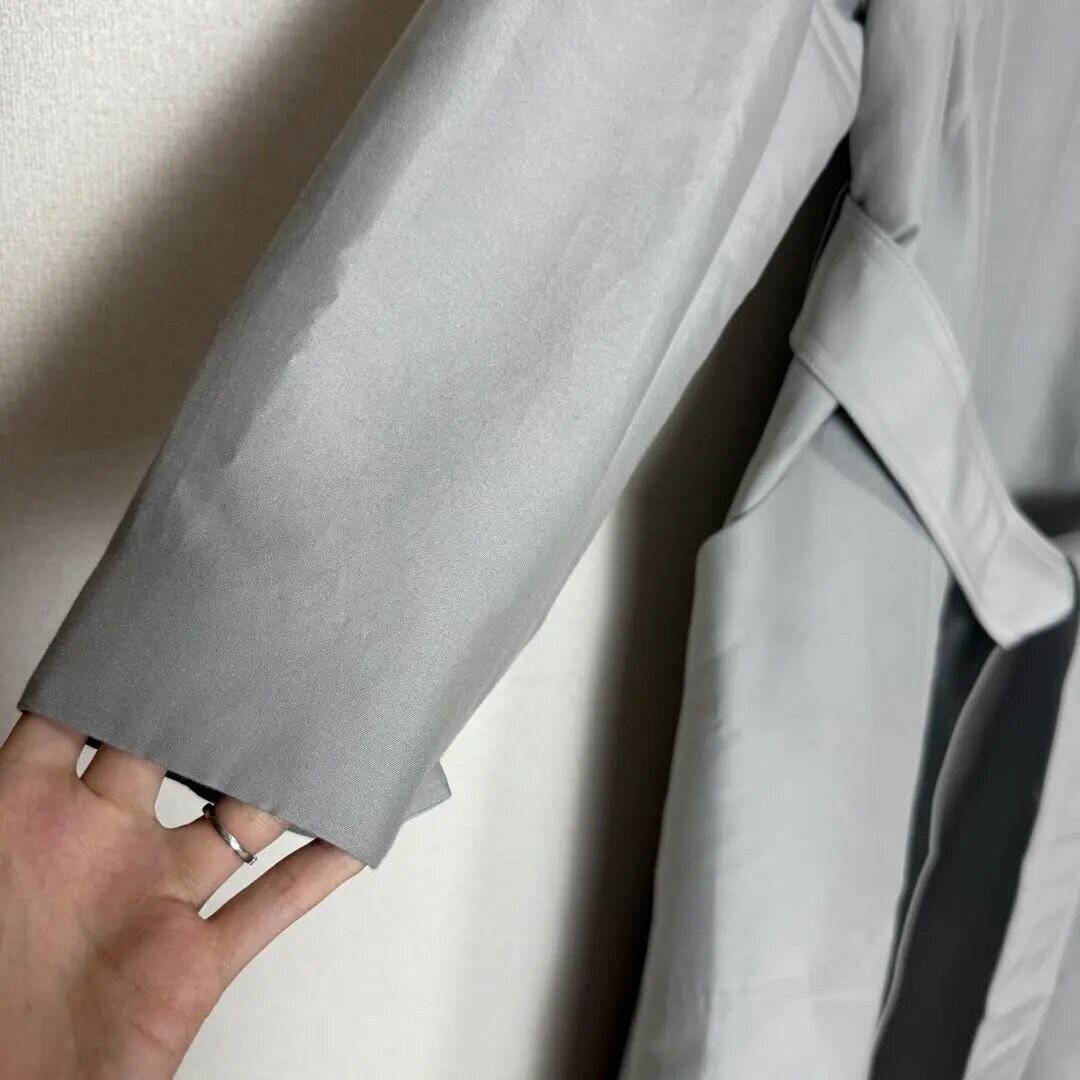 CYCLAS☆ゆったりオーバーサイズ☆シャンタンノーカラーコート☆グレー