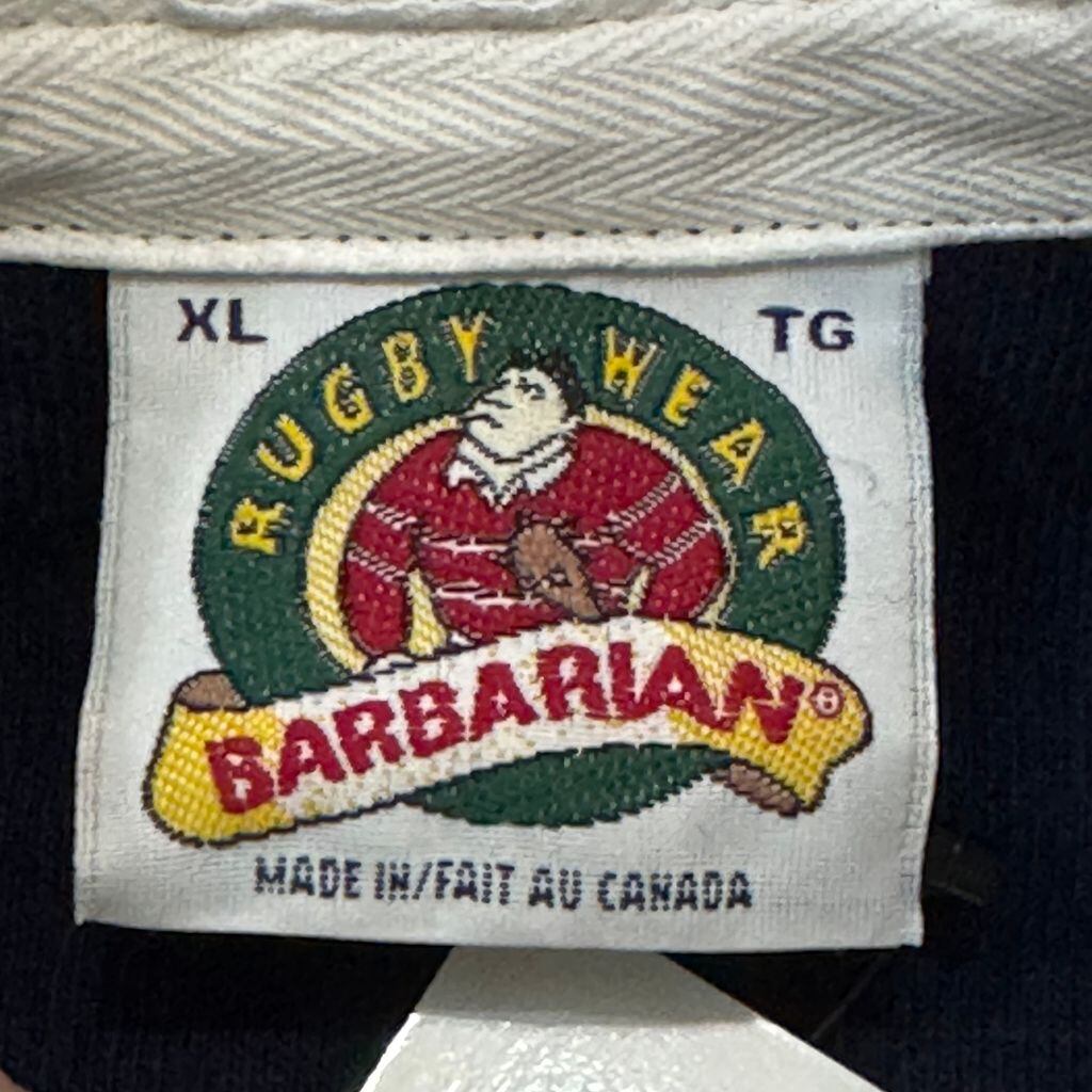 CANADA製 BARBARIAN バーバリアン ラガーシャツ ネイビー×ホワイト