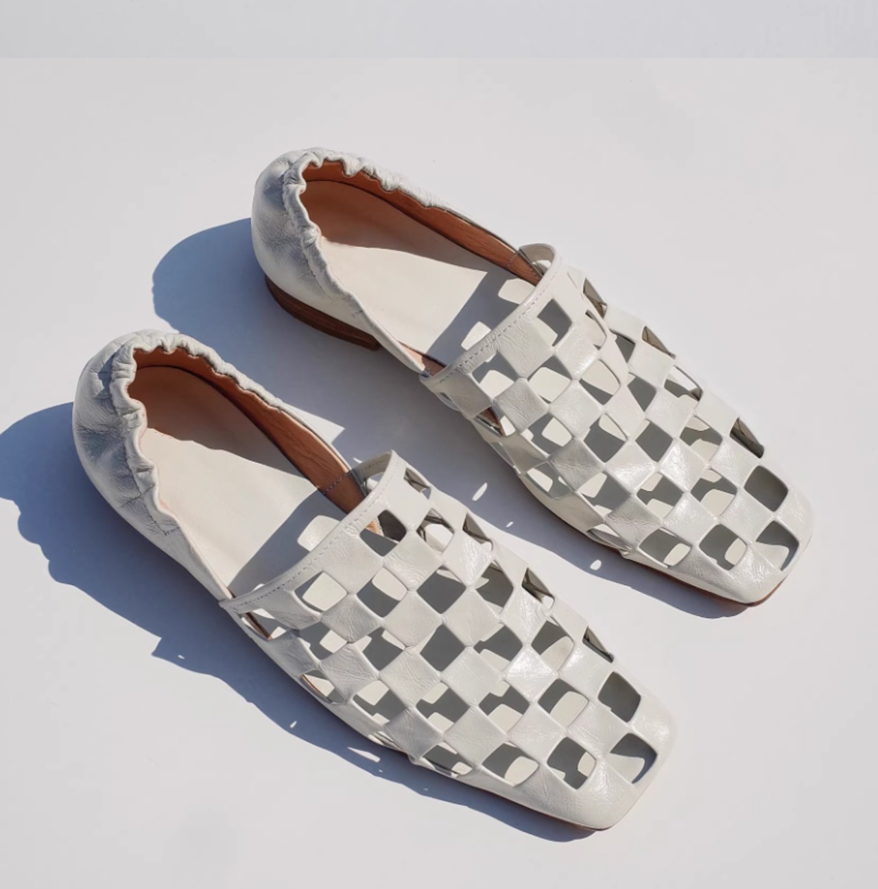 透かし編みプリーツ フラットシューズ