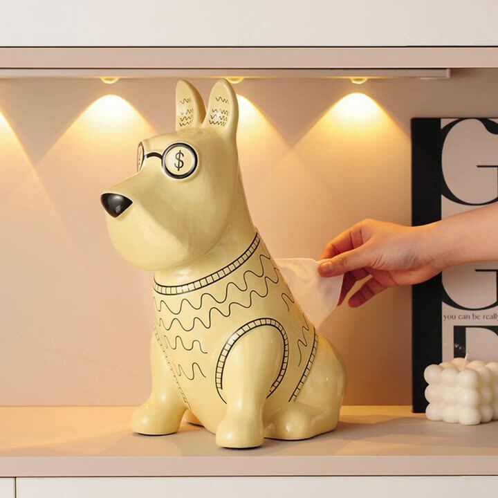 卓上オブジェ 置物 セラミック 犬 ティッシュボックス リビングルーム