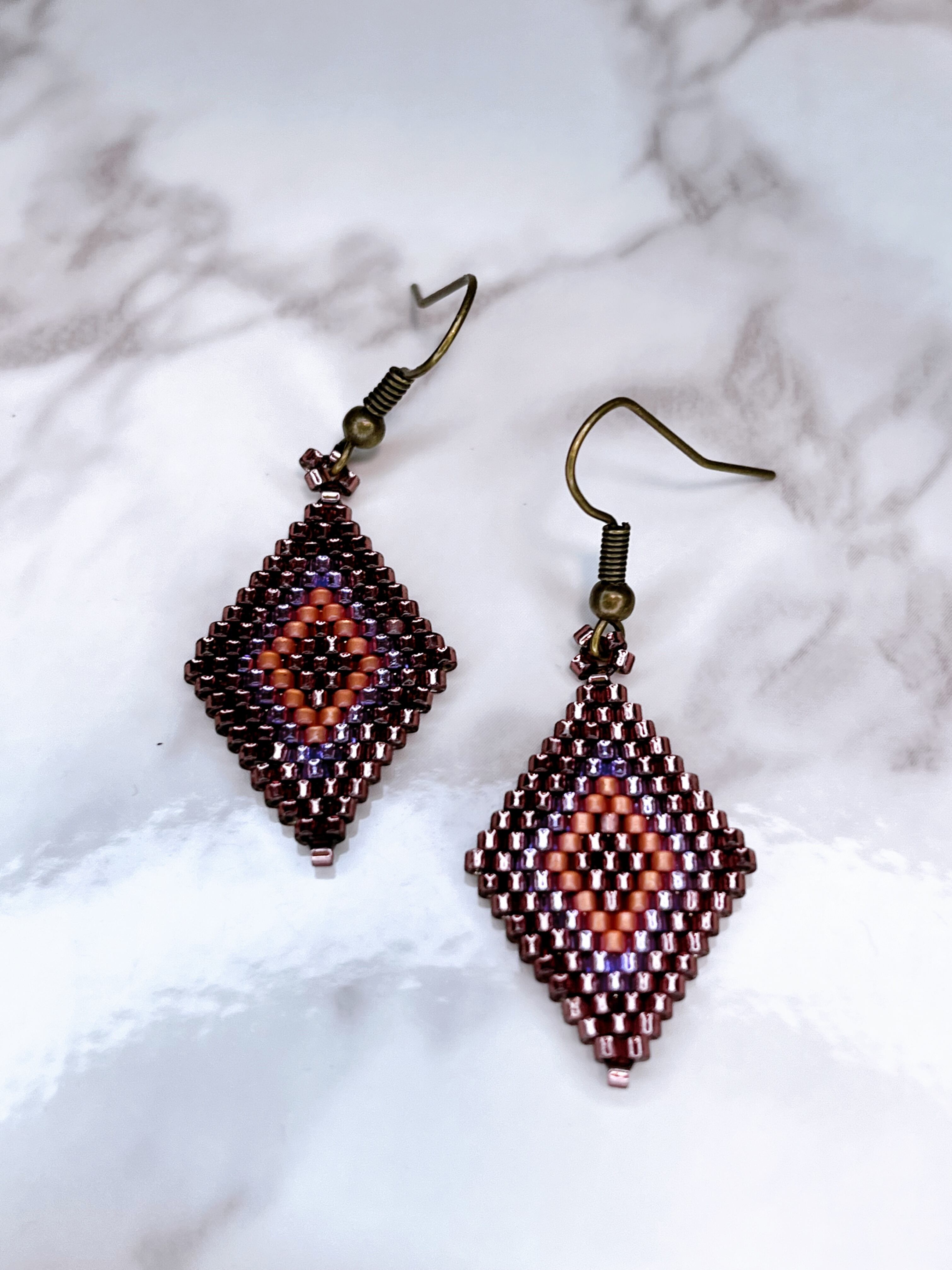 ダイヤ形 ビーズピアス デリカビーズ | unicorn38