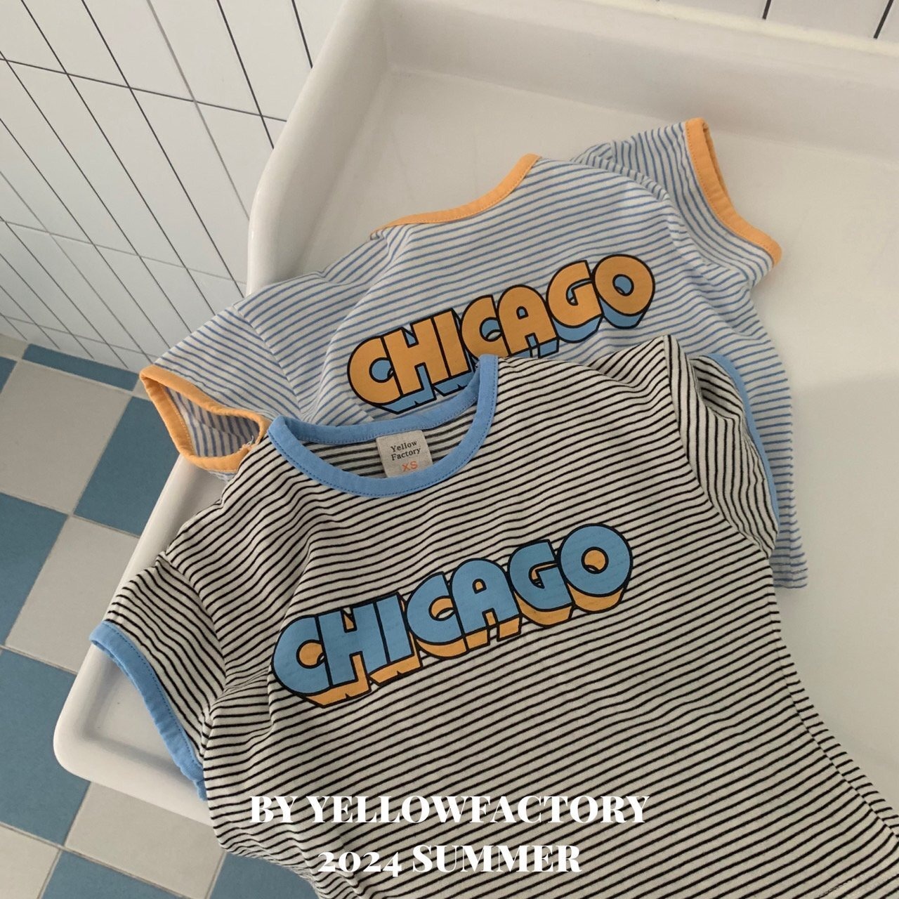【 yellow factory】CHICAGO Tシャツ 80〜120cm ブルー 240707 - 5