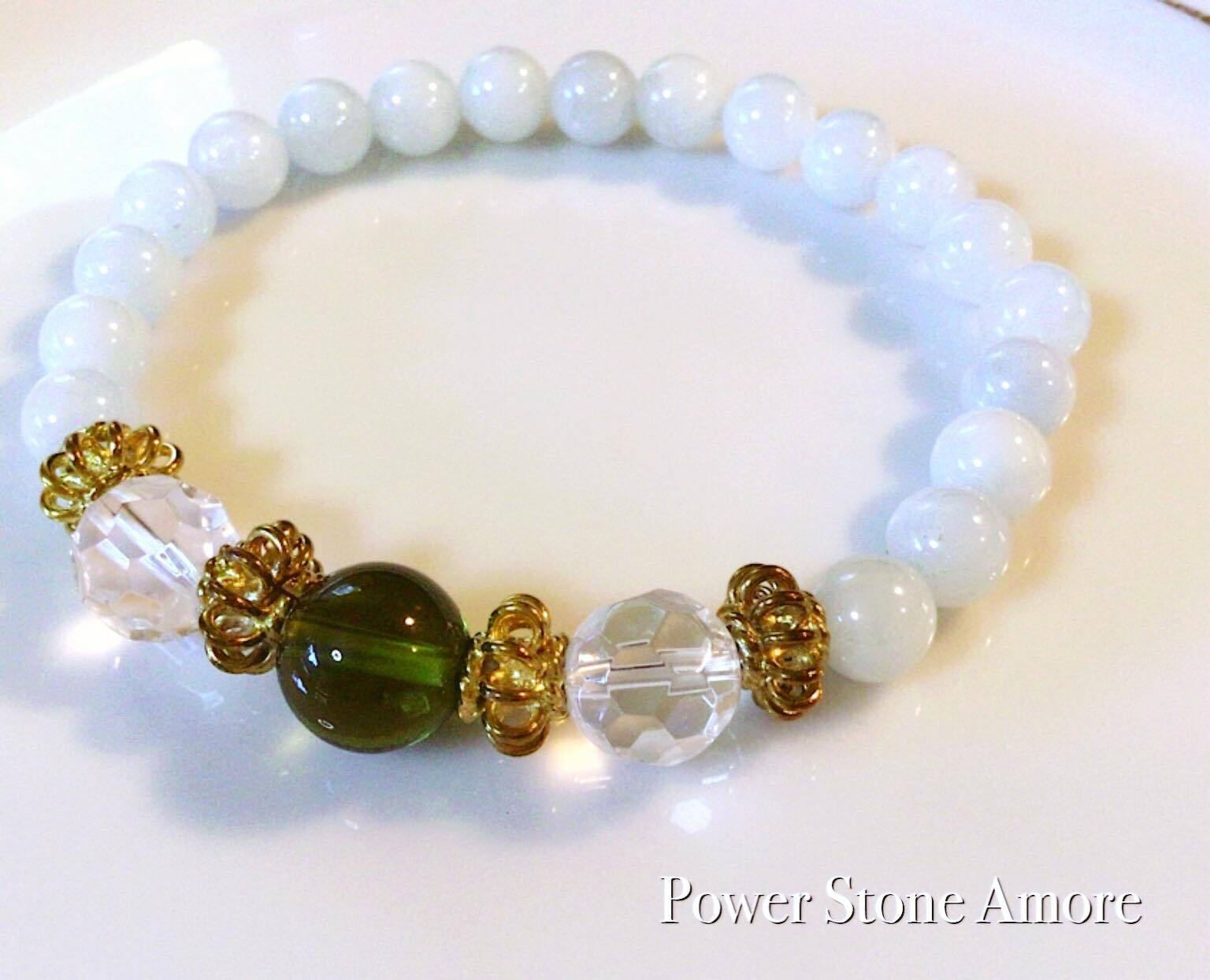モルダバイト・アクアマリン・水晶　天使のブレスレット | 天使のパワーストーンブレスレット《公式》専門店｜アモーレ