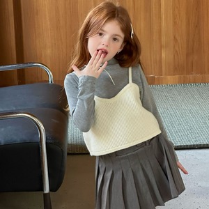 秋リボン付きハイネックTシャツ