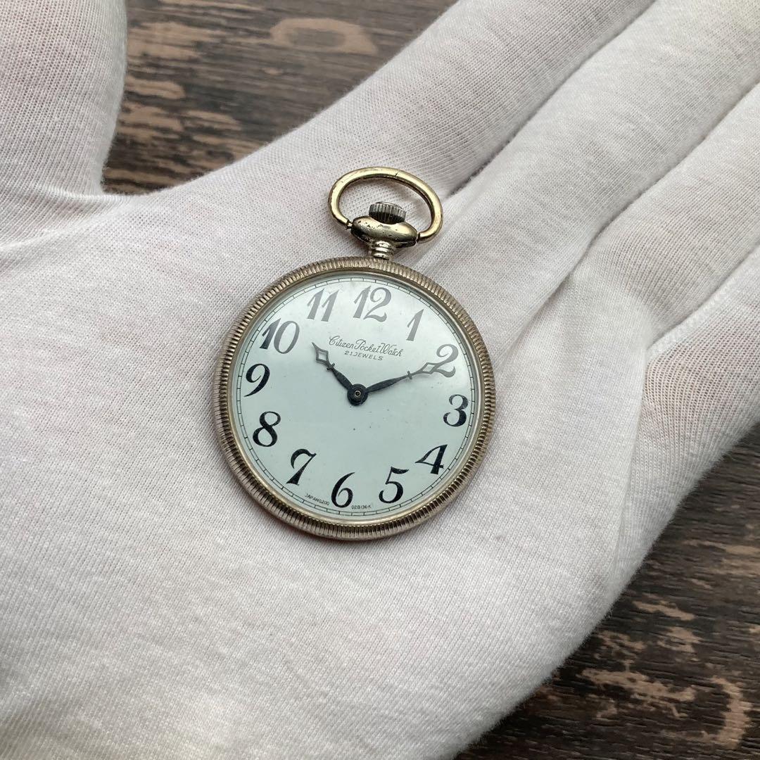 動作良好】シチズン CITIZEN アンティーク 懐中時計 手巻き シルバー