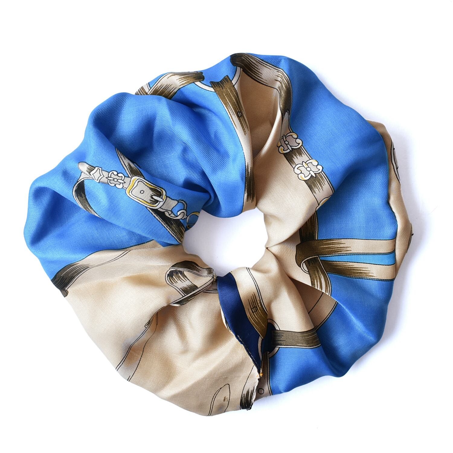 じゃらじゃら  ヘアゴム  ドットプレートとくすみブルー♡ じゃらじゃら ヘアゴム ベージュ×べっ甲風+くすみブルーハート