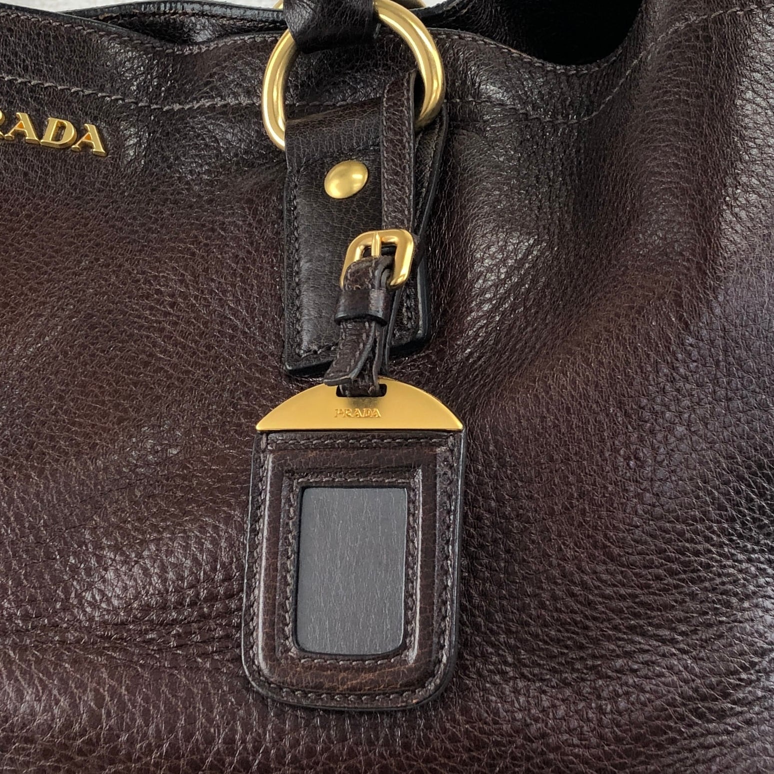 PRADA プラダ ビンテージ レザー 2Way ショルダートートバッグ 茶色 PRADA プラダ ハンドバッグ ブラウン ロゴ レザー 2wayトートバッグ