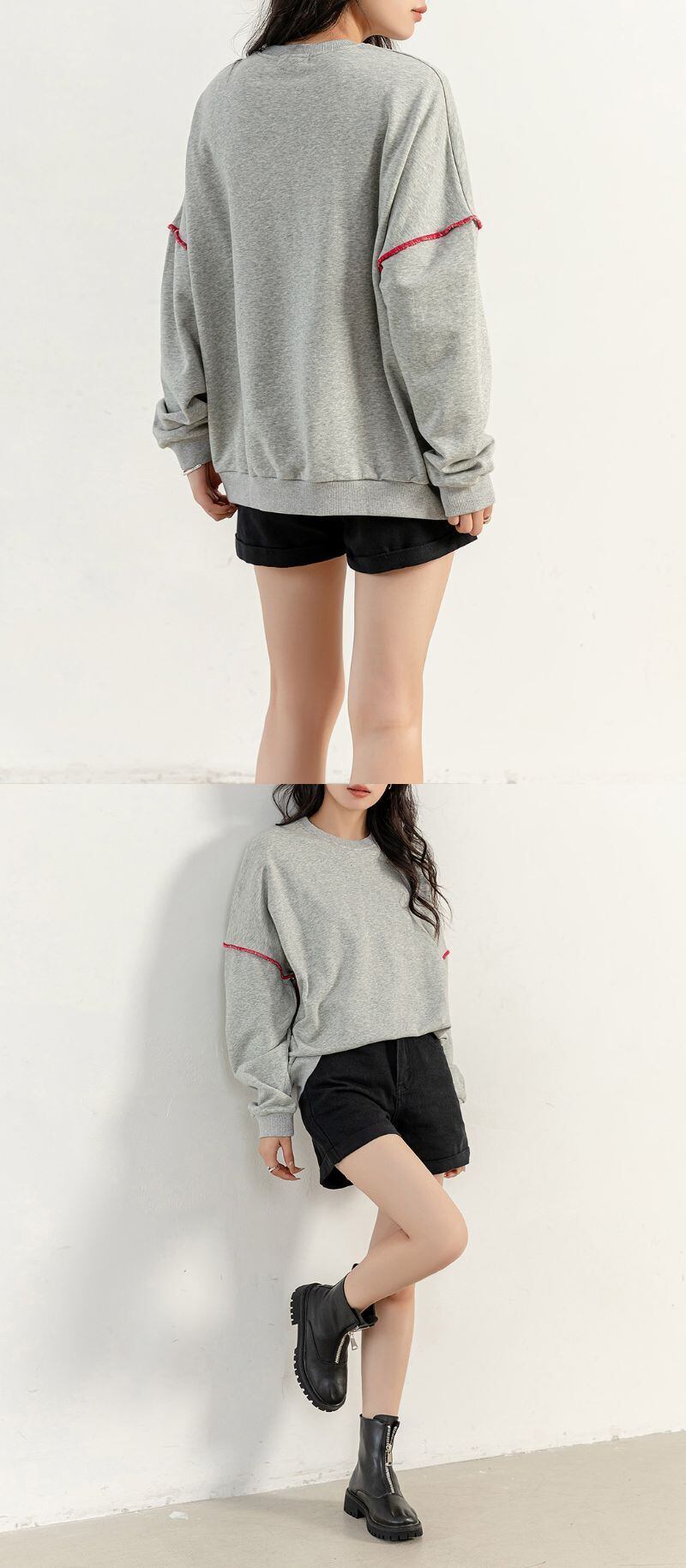 宅配便】バイカラーオーバーロックスウェット／tops2096 | DAY CLOSET