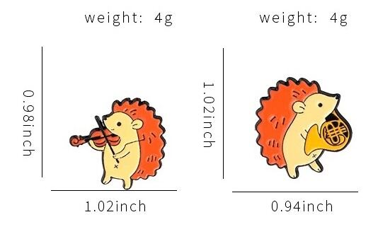 バラ】ハリネズミの楽器隊ピンバッジ | カラピカソ-音楽モチーフ雑貨-