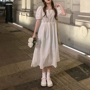 パフスリーブスクエアネックワンピース A0930