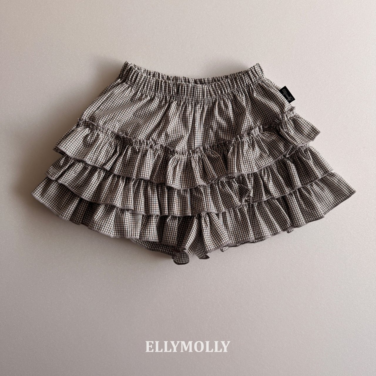 [ELLYMOLLY] Lulu Check Tiered Pants +fee2 / [엘리몰리] 루루체크캉캉팬츠