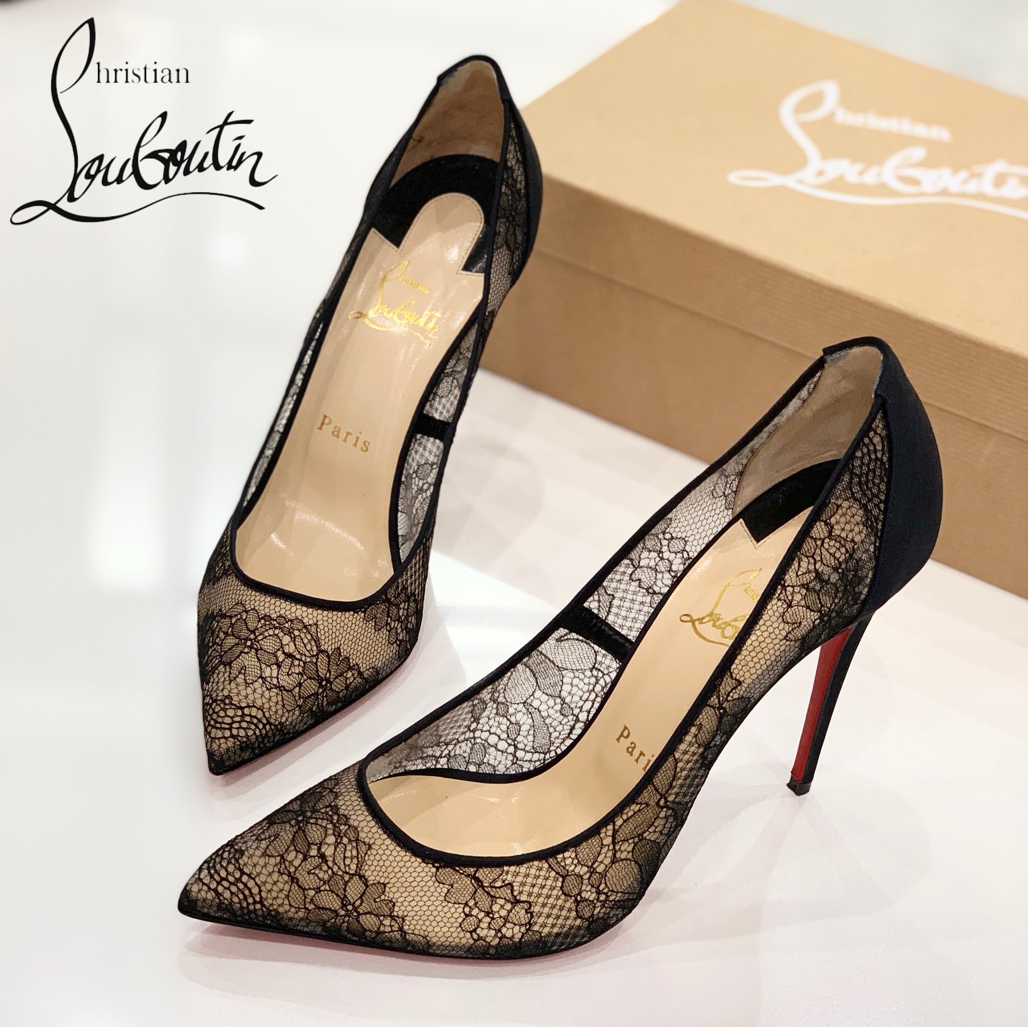 christian louboutin レースパンプス-