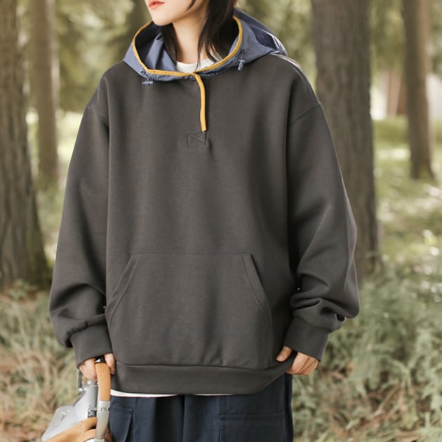 Kangaroo Pocket Oversized Drawcord Parka ‐3col‐ A0222