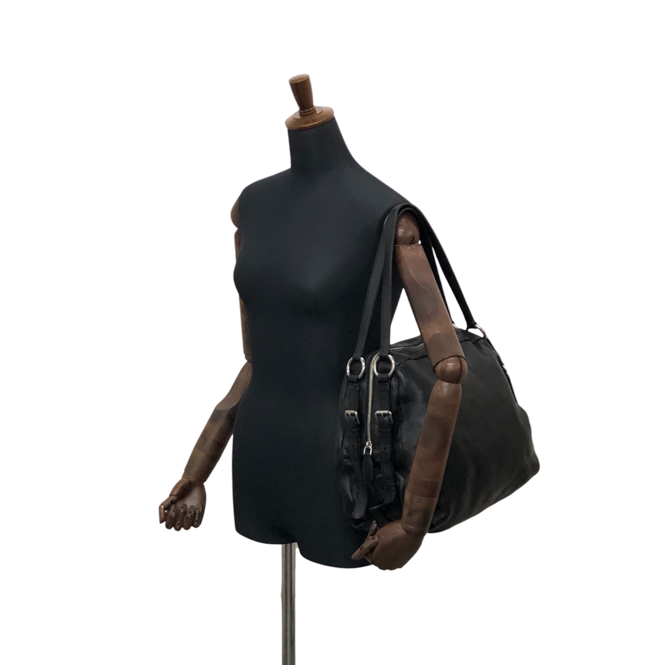 PRADA プラダ ショルダーバッグ ブラック ロゴ レザー vintage