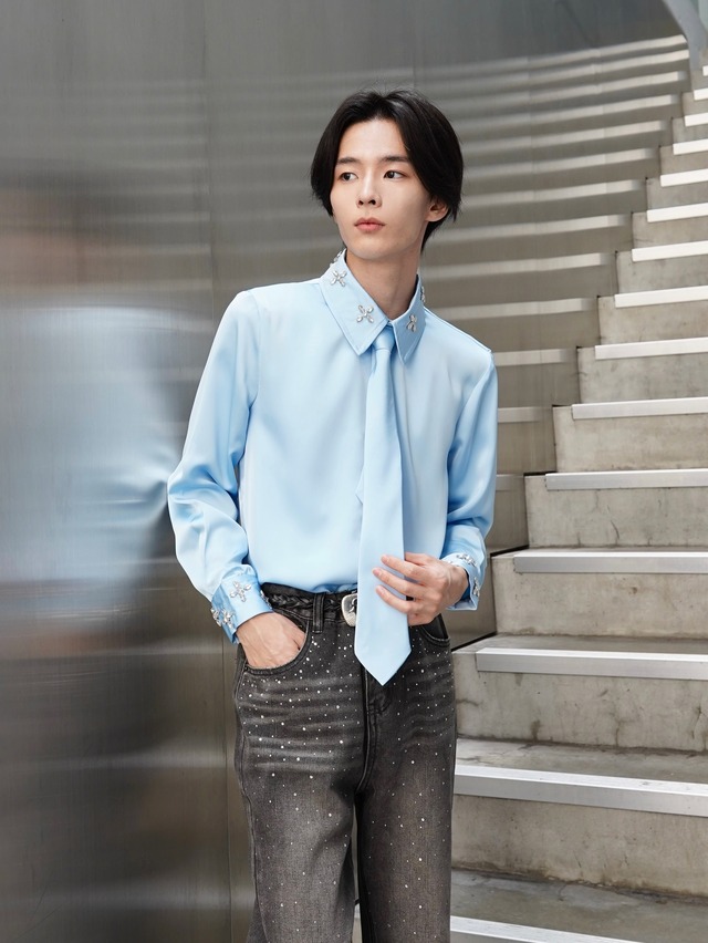 【ALUDE SELECT】pentas bijou necktie satin shirt