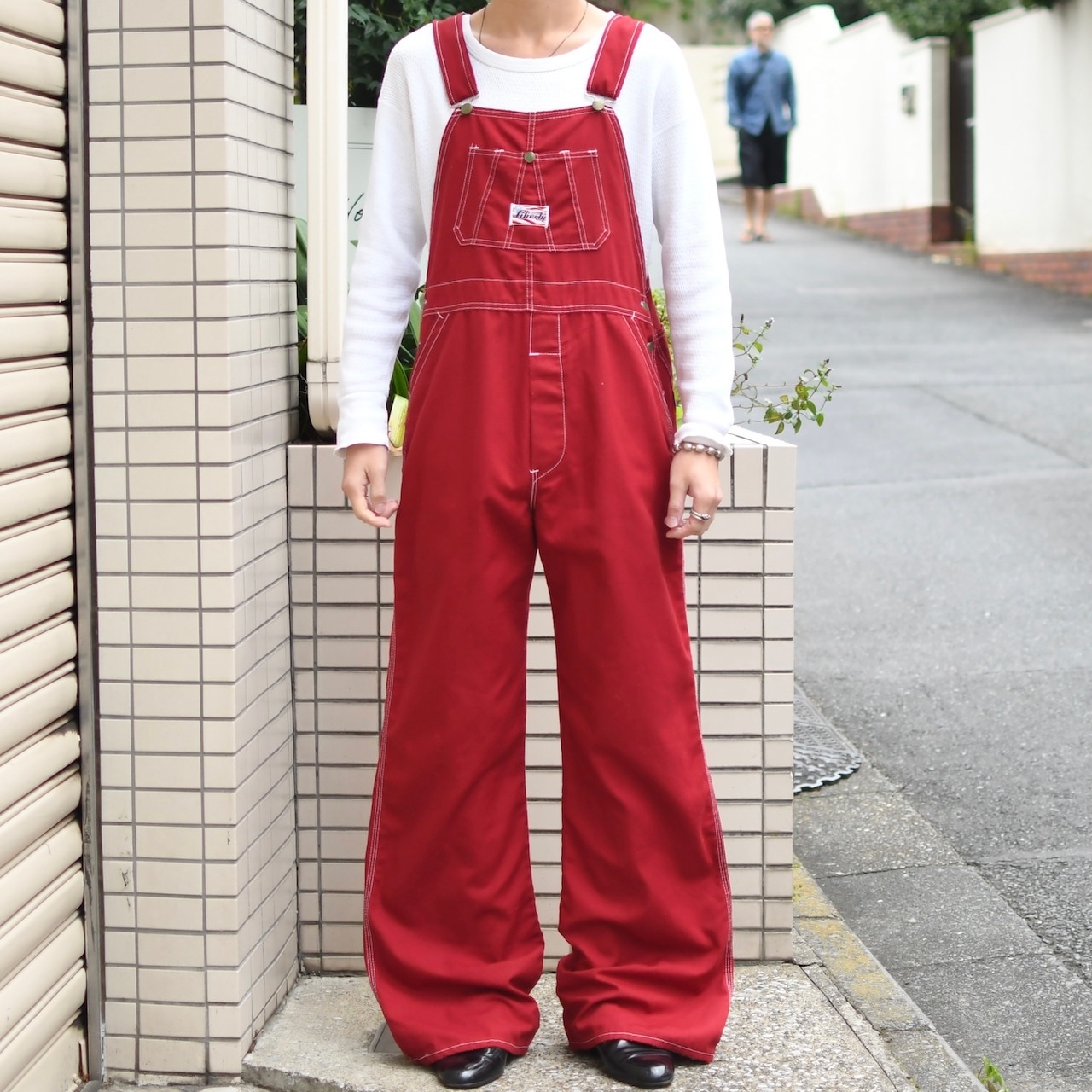 LIBERTY wide flare silhouette overall red