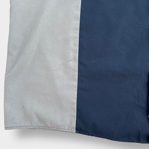 【Dickies】ワークシャツ 企業系 企業ロゴ ワンポイント ワッペン 4X ビッグシルエット 切替 ディッキーズ us古着