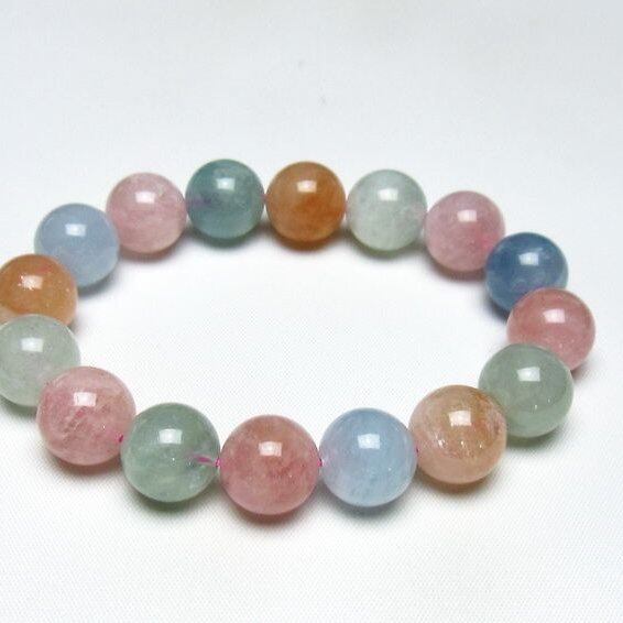ミックスカラーベリル ブレスレット 14mm 一点物 メール便可 [M便 1/10] 111-48905