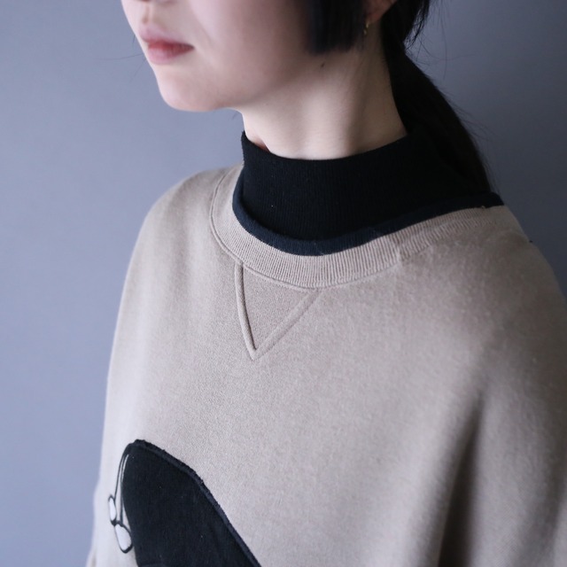 B-boy real knit cap design super over silhouette sweatshirt