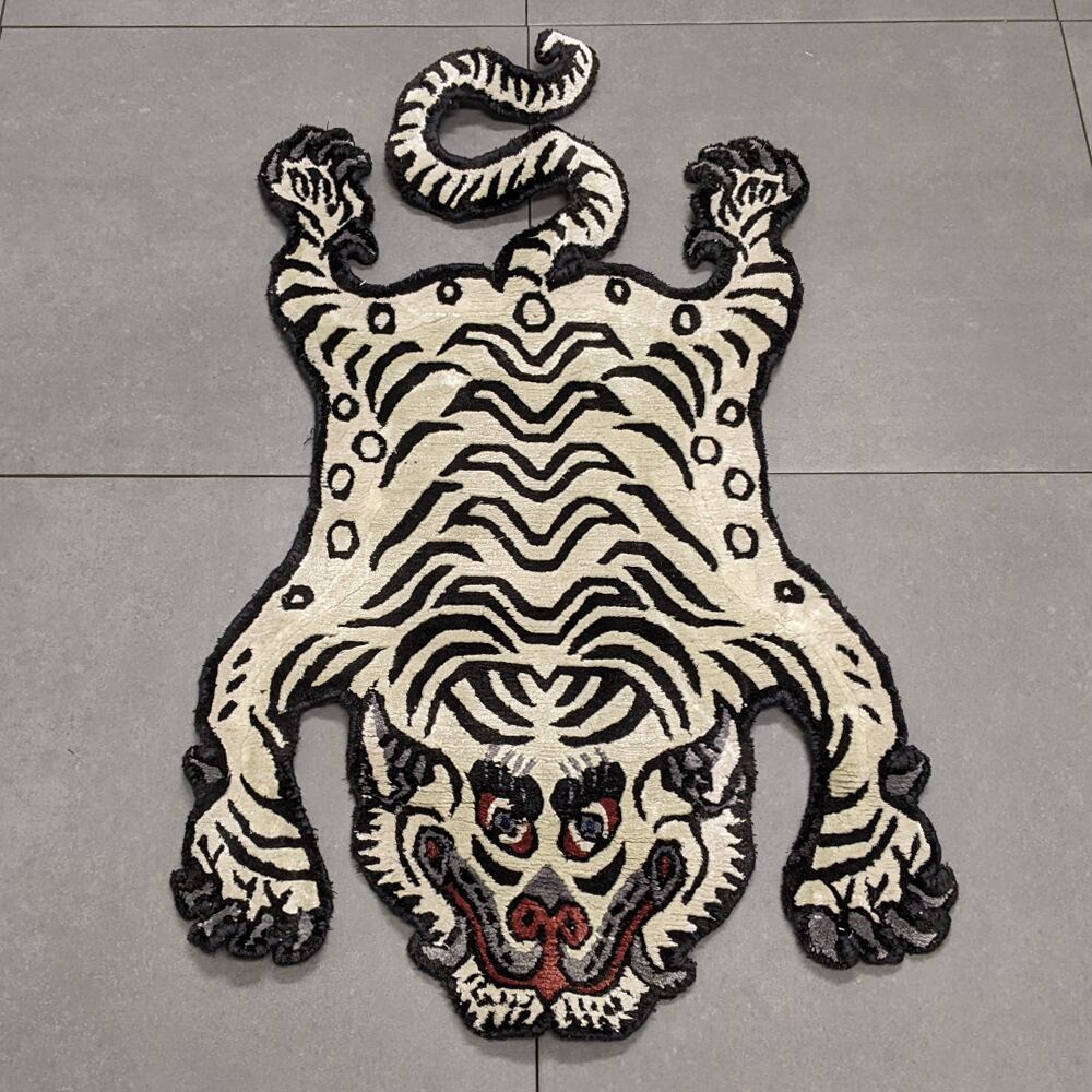 Tibetan Tiger Rug (XSサイズ シルク アッシュグリーン 071) チベタン