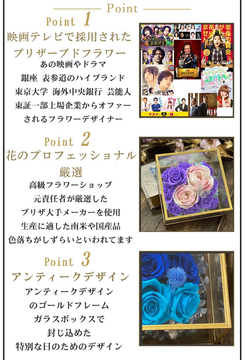 プリザーブドフラワー ギフト プレゼント 誕生日 ガラスボックス