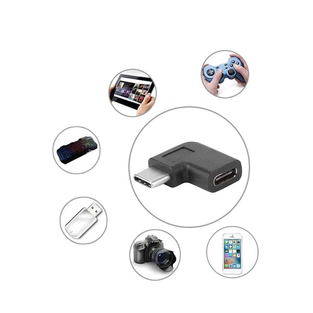 ALLVD 【2個セット】USB Type C 変換 L字 USB3.1 タイプc 変換アダプタ 90度 オス メス USB c コネクター 延長アダプタ