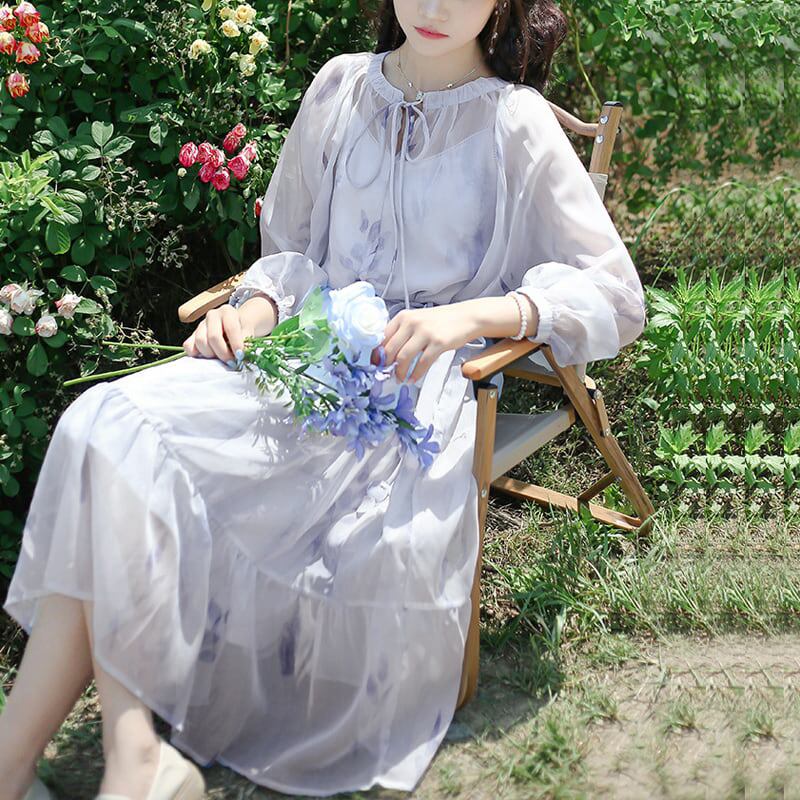 白漉シリーズ】☆ワンピース2点セット☆ 吊りワンピース+長袖 