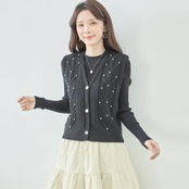 【SALE 10%OFF 4/15 10:00まで】amie studio パールケーブルニットベスト【M~L】ブラック