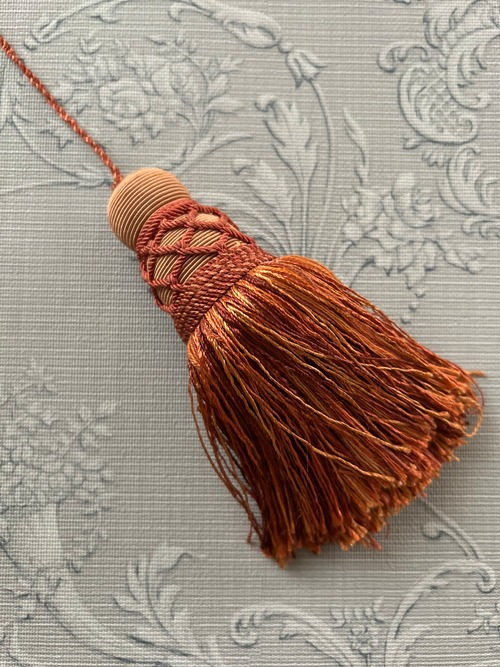 英国Vintage タッセル 約14cm オレンジ インテリアタッセル カルトナージュ インテリア茶箱 スツール