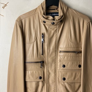 DOLCE&GABBANA skin color leather riders jacket