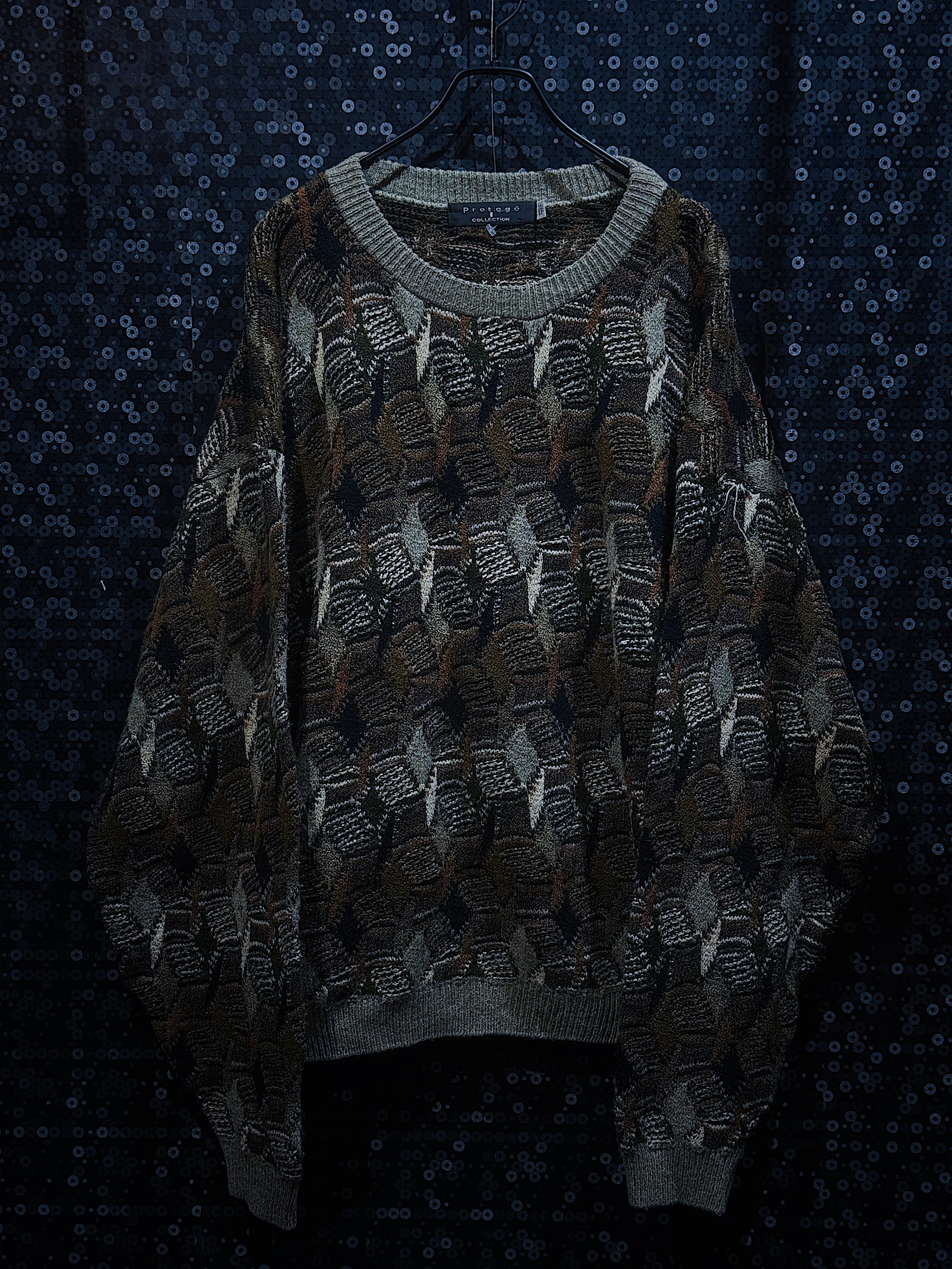 "Protege Collection"vintage Geometric Pattern Acryl knit