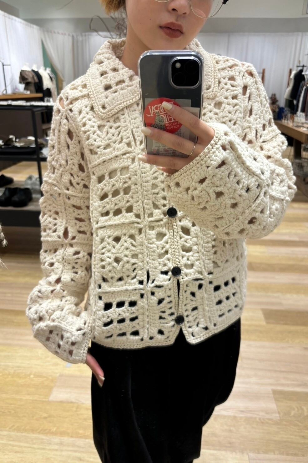 TODAYFUL 編みこみ ニットシャツ crochet over shirt