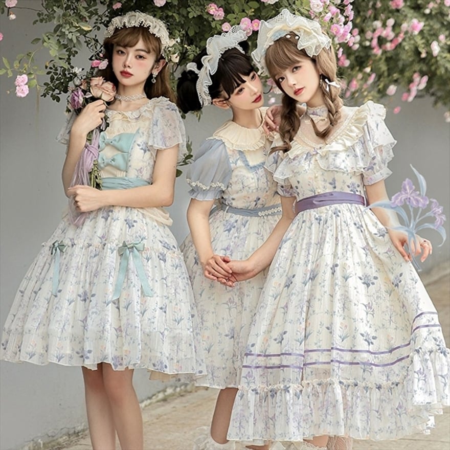 ロリィタ花柄ワンピース