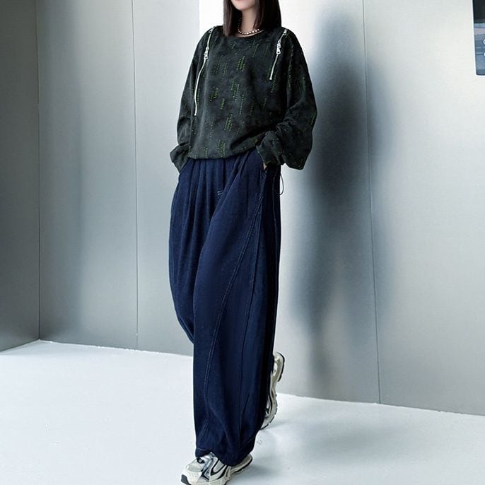 WIDE LEG BAGGY DENIM PANTS 2colors M-15154