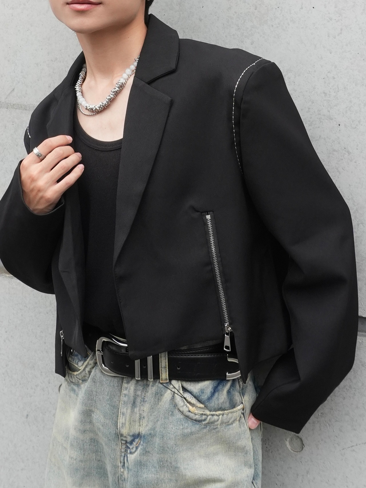ALUDE SELECT】short zipper jacket(2color) | 【ALUDE】韓国メンズ 