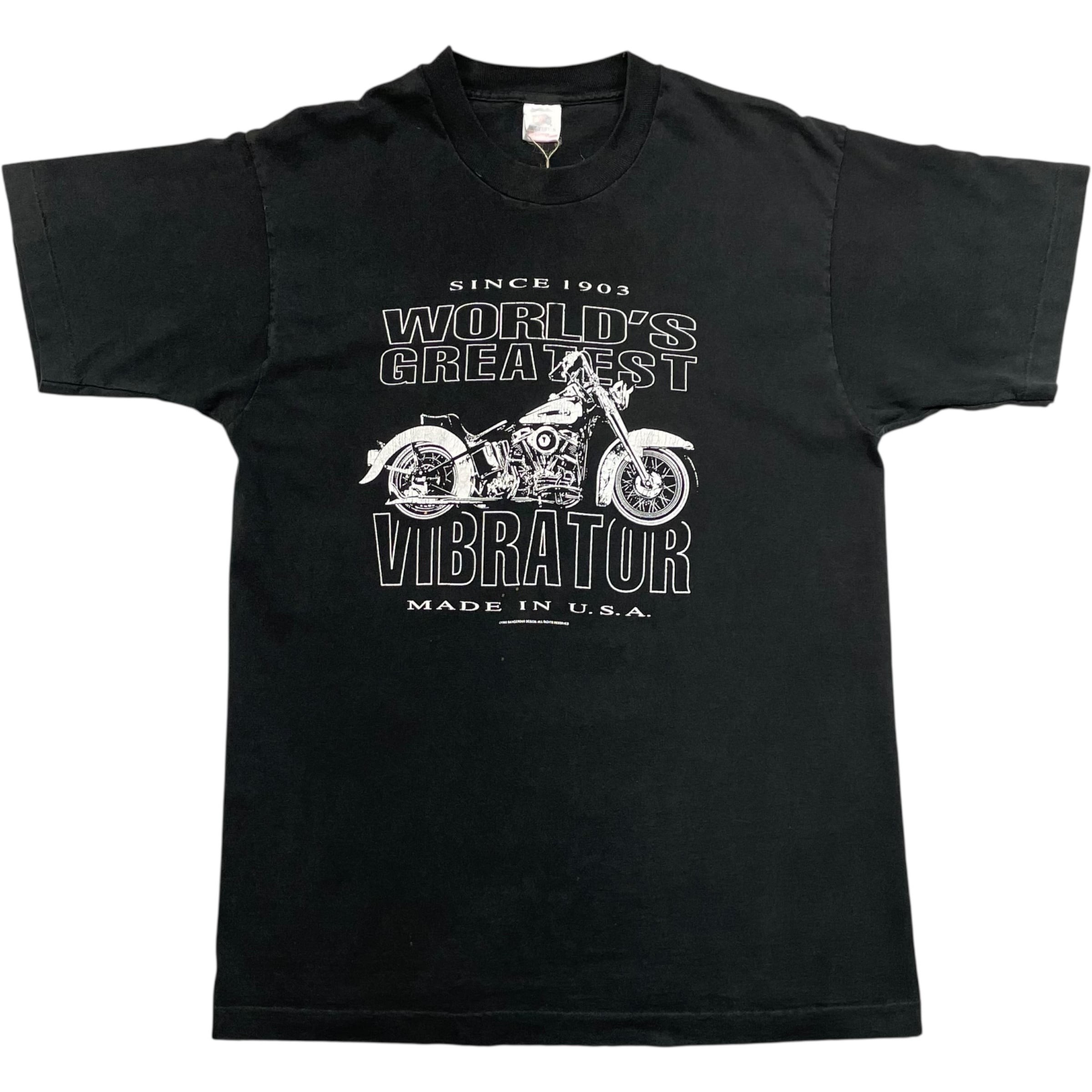 《L》 FRUIT OF THE ROOM フルーツオブザルーム Tシャツ バイク 「世界最高のバイブレーター」ブラック USA製 90年代 vintage no.8655