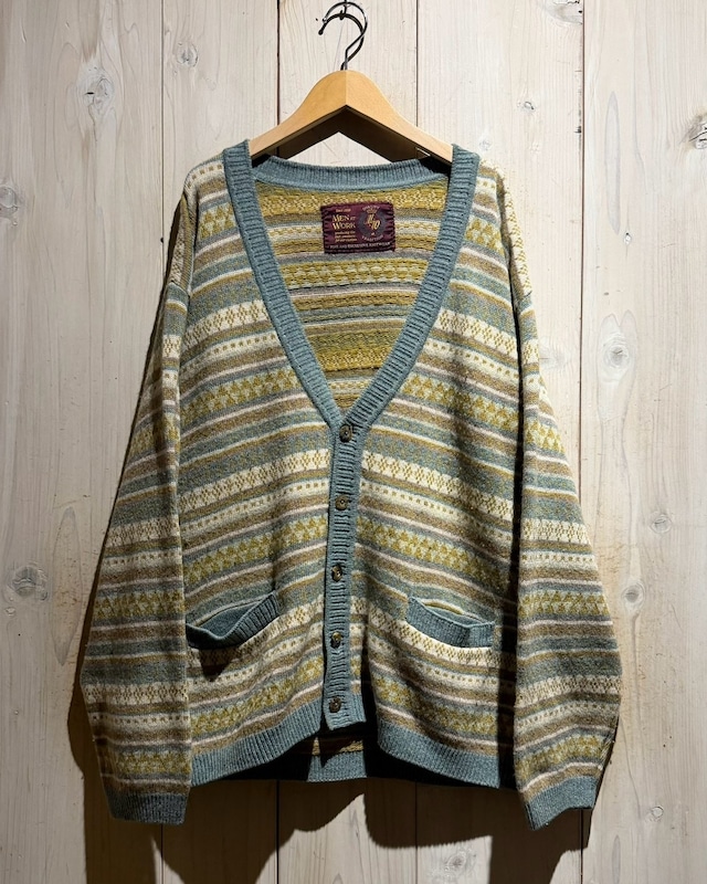 【a.k.a.C.a.k.a vintage】Geometric Horizontal Stripe Vintage Knit Cardin