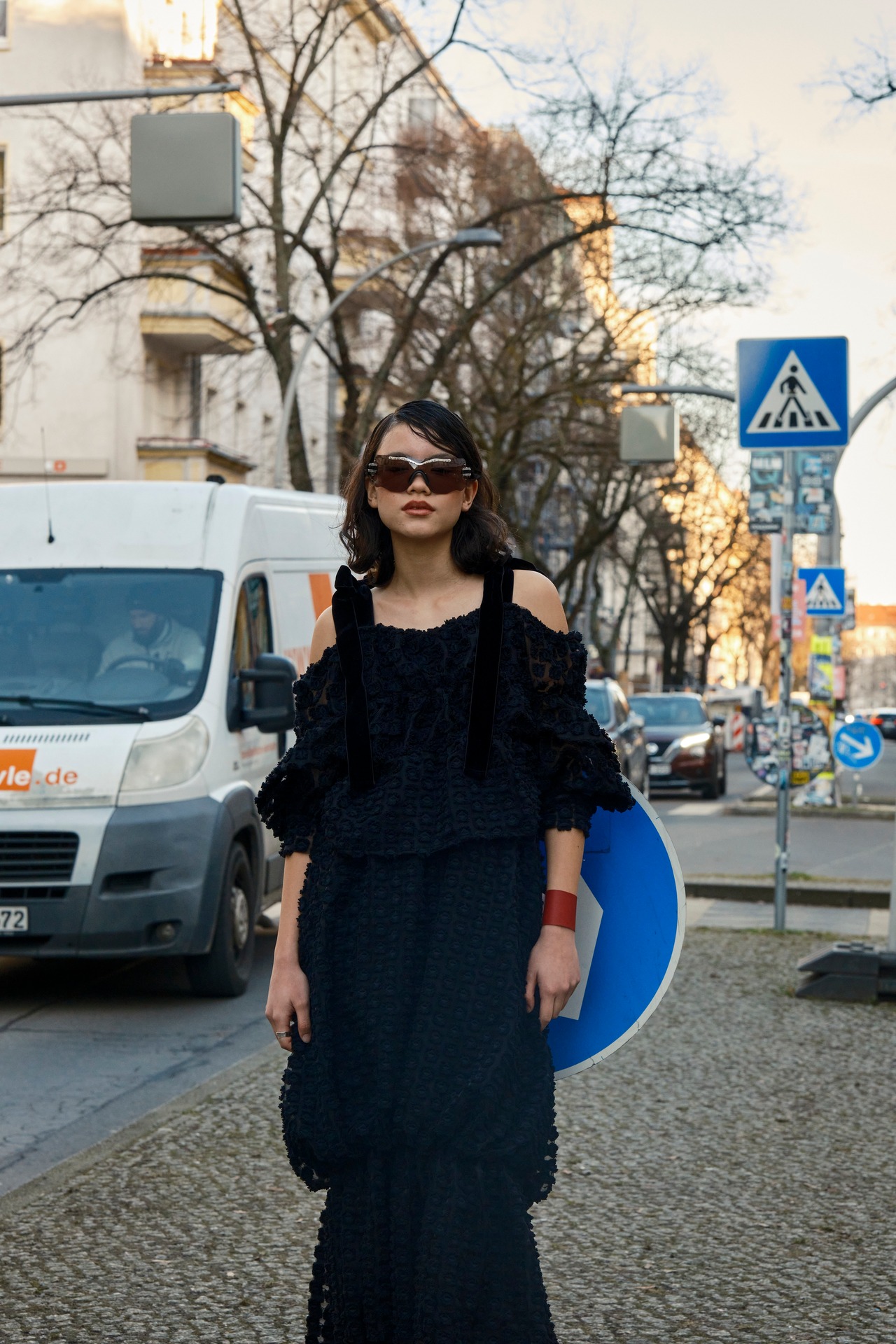 Organdie embroidery ribbon dress