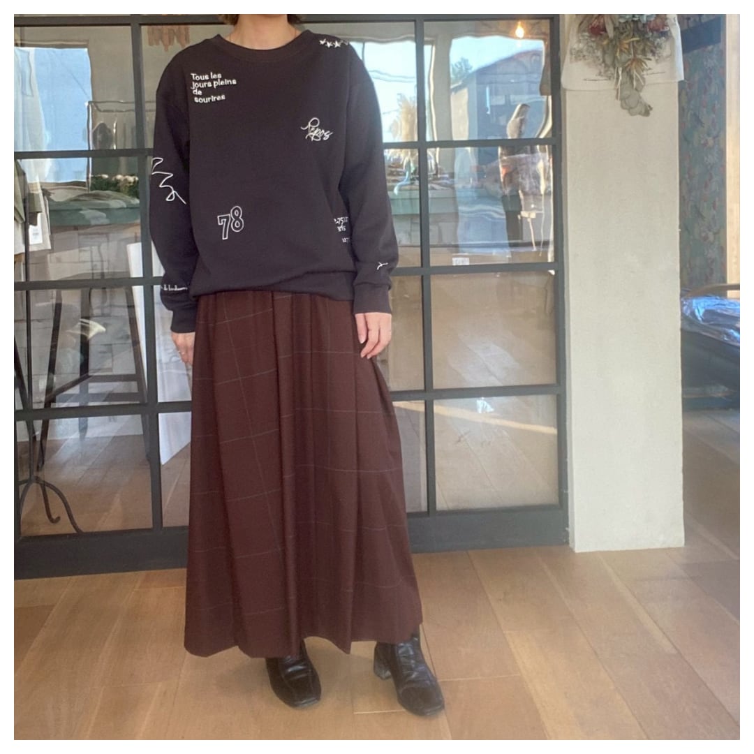 【CLOCHE】チェック柄タックスカート