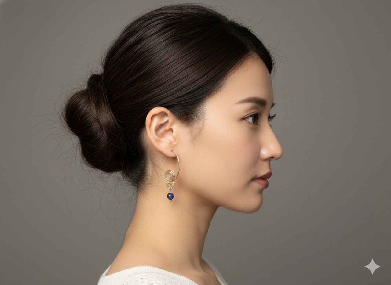 カイヤナイトの渦巻きピアス