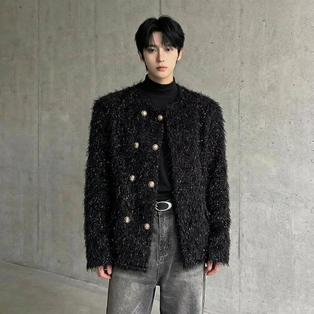 シャギータッチ ノーカラーダブルボタンジャケット 2カラー D11330