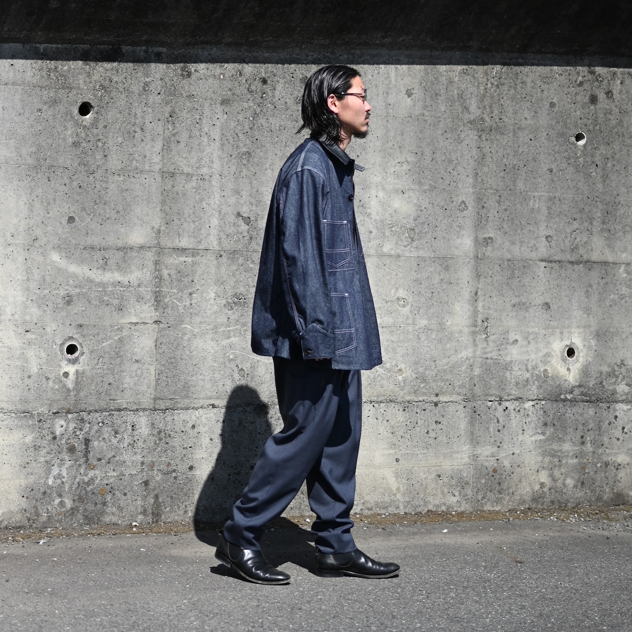 INTERIM(インテリム)衿レザー、ヘラクレスカバーオール