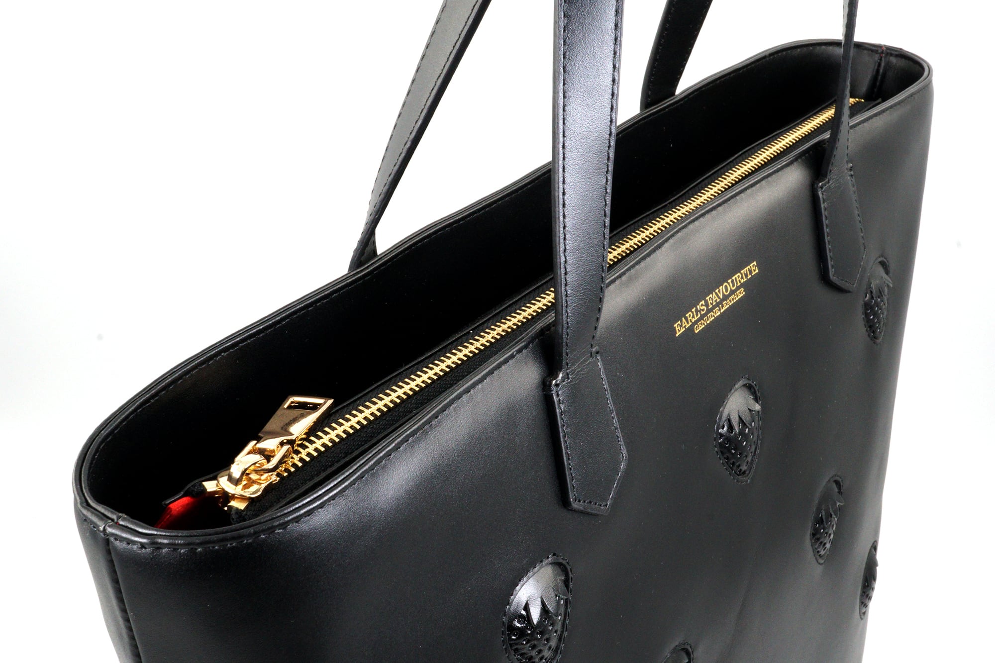 More Strawberries Collection】A4トートバッグ（黒いちご／ブラック本