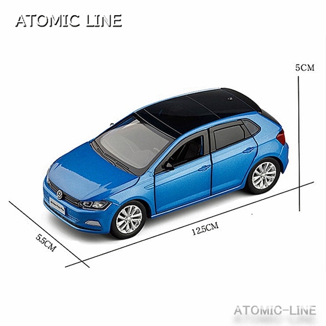 フォルクスワーゲン POLO ポロ 1/32 ミニカー 全3色 ライト点灯 エンジンサウンド 合金モデル 模型 ジオラマ