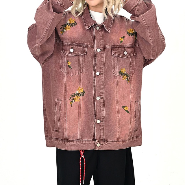 フローラルステッチデニムジャケット 2col   R01021