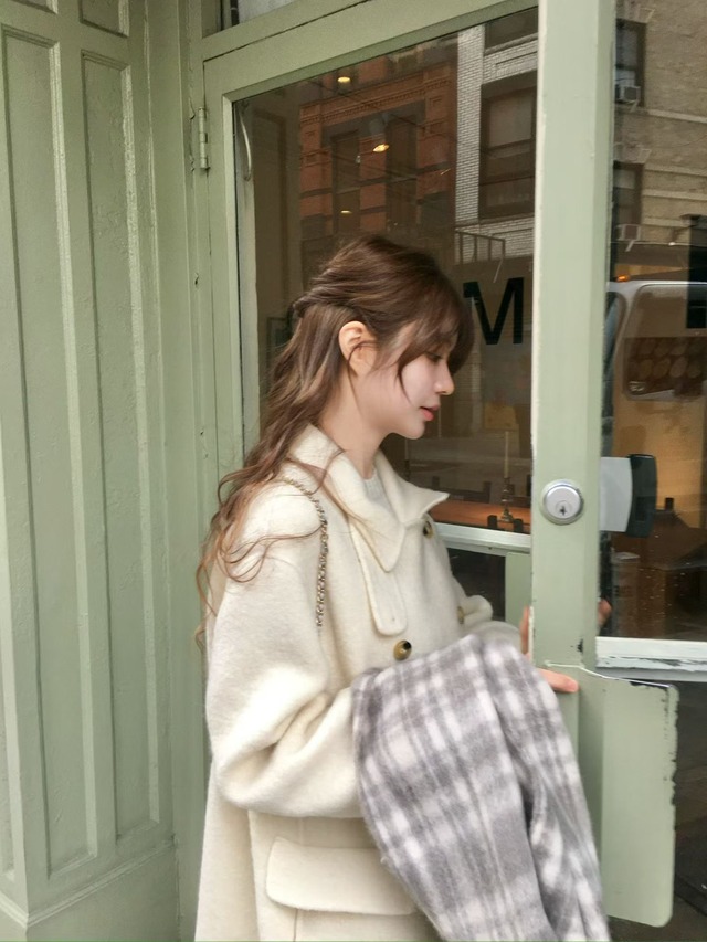 (予約) vegetable / Bell half coat (ivory)