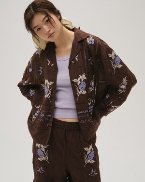 TODAYFUL　Embroidery Patchwork Shirts エンブロイダリーパッチワークシャツ　Burgundy