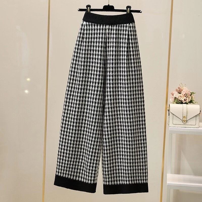 千鳥柄ワイドパンツ